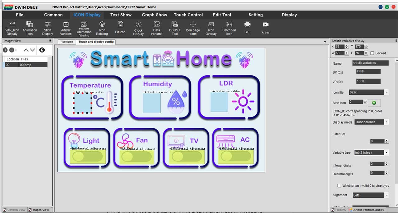 ESP32 Smart Home Automation Using DWIN HMI Display