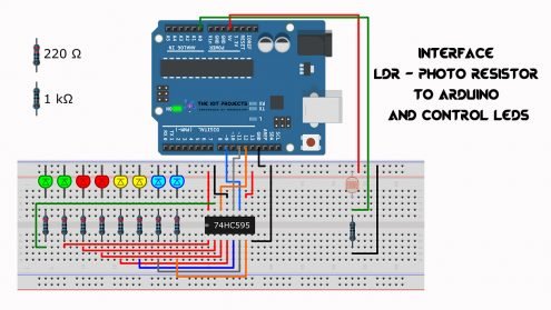 Interface LDR Photo Resistor to Arduino and Control LEDs - Photocell