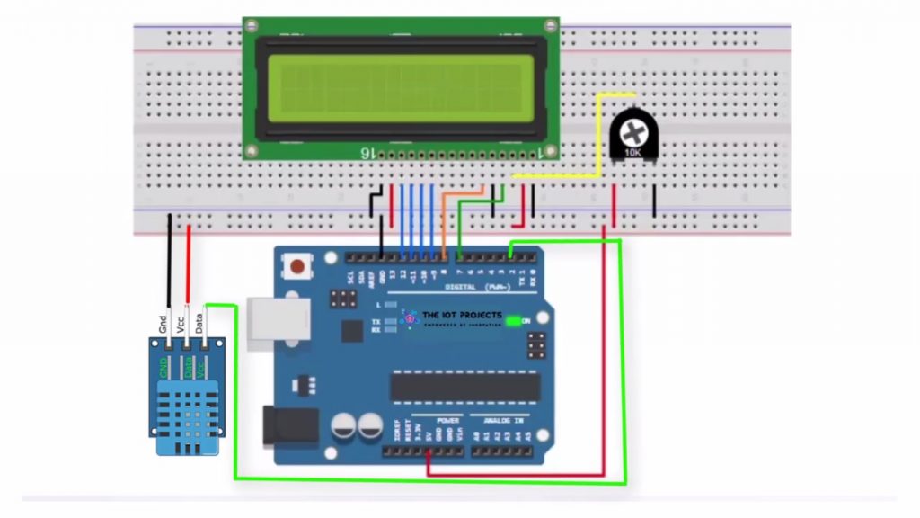 Interfacing DHT11 Humidity and Temperature Sensor with Arduino & LCD