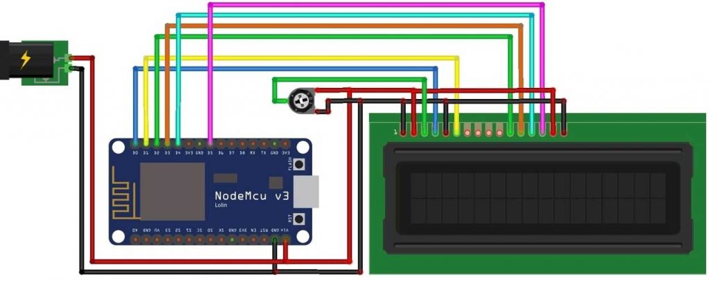 Circuit Diagram of IoT Web Controlled Smart Notice Board using NodeMCU ESP8266