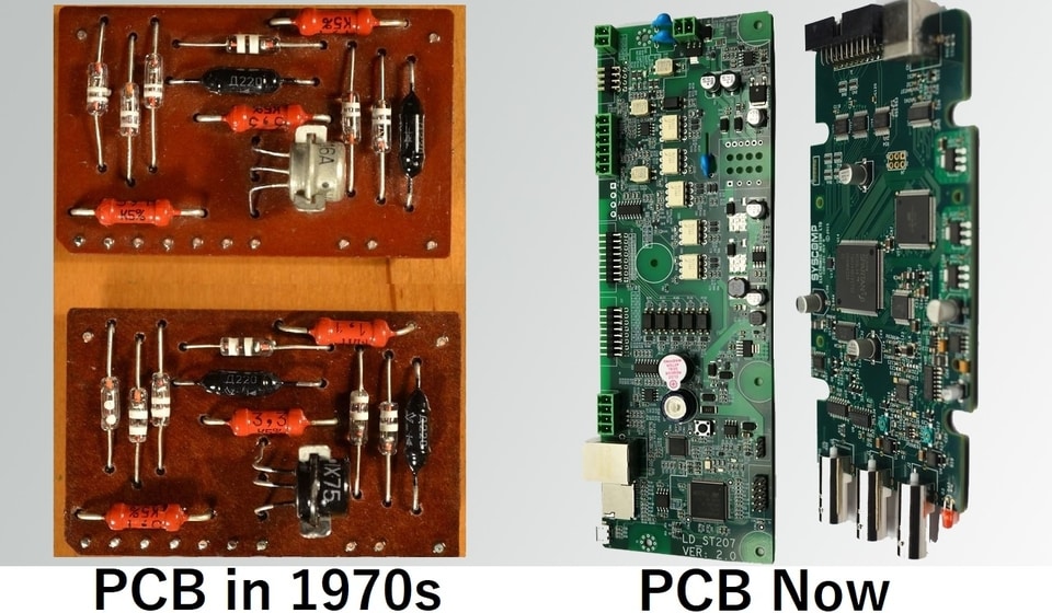 PCB in 1970s vs Present PCBs 