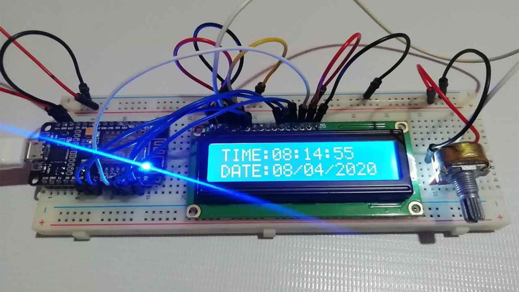 Internet Clock Using NodeMCU ESP8266 and 16×2 LCD