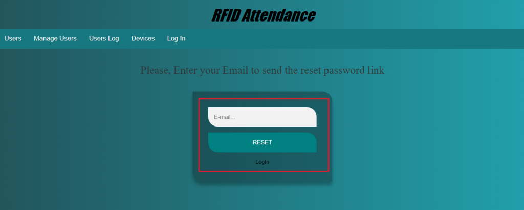RFID Based Attenance System Using NodeMCU Admin account reset