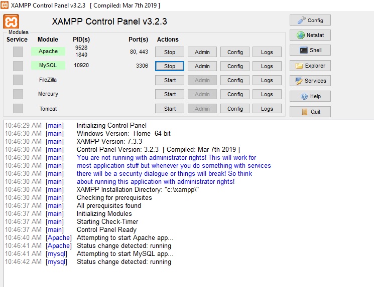 Xampp server for windows