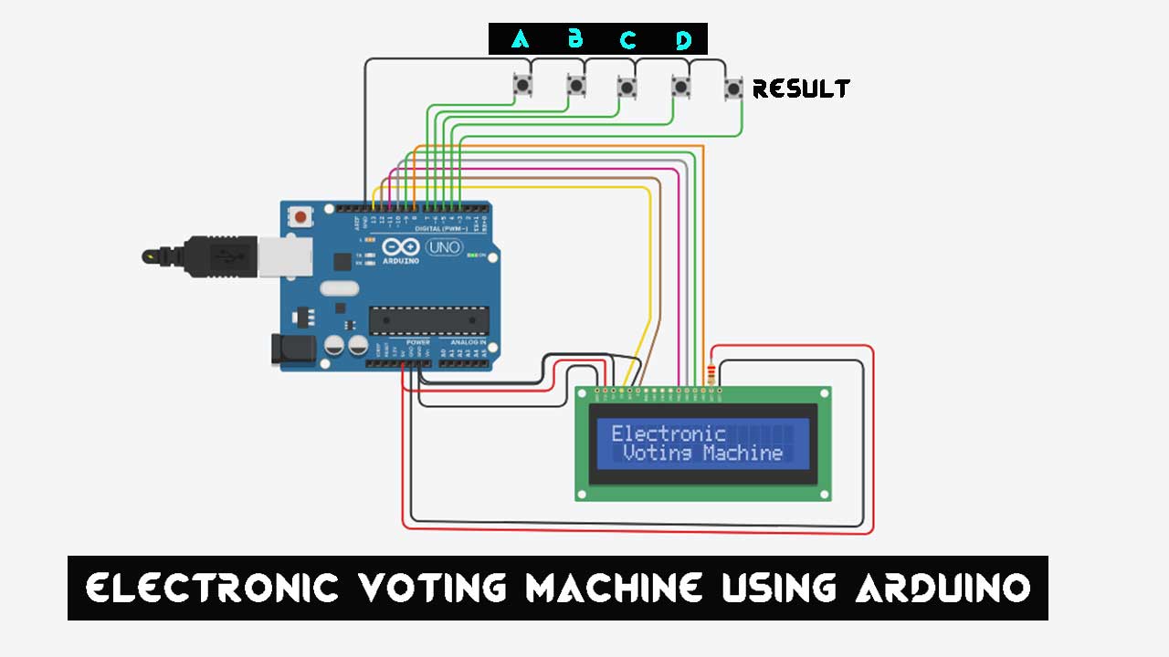 Electronic Voting Machine Using Arduino & LCD Display