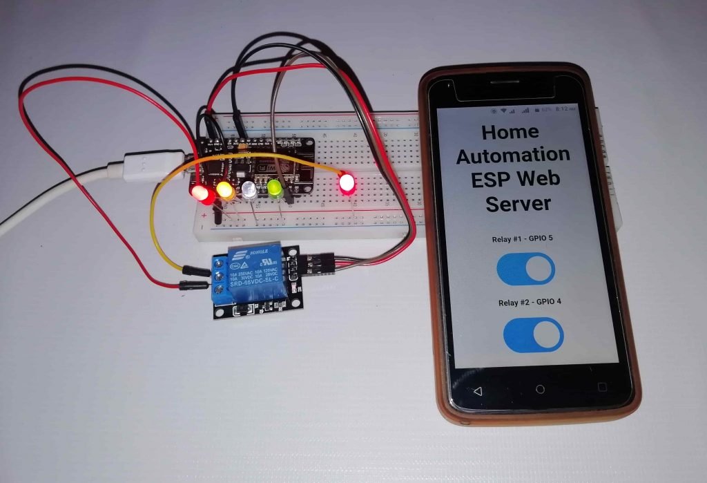 Home Automation with ESP8266 Web Server & Relay Module Control Appliances