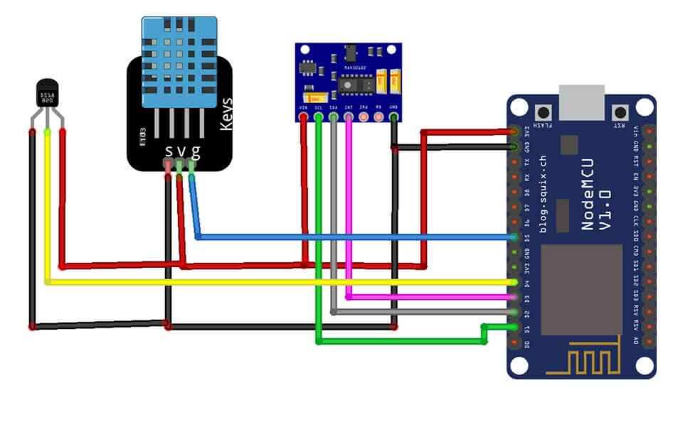Circuit Diagram of IoT Based Patient Health Monitoring using ESP8266