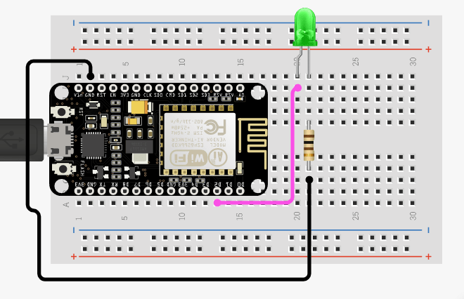 Circuit diagram Control led using google firebase and esp8266