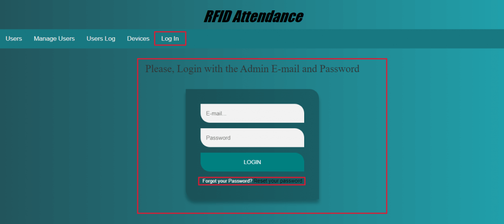 RFID Attendance Admin Panel Login System