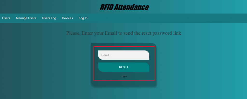 Reset Admin Account Password in RFID Attendance system