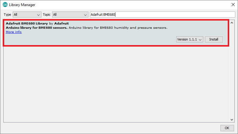 Installing the BME680 Library In Arduino IDE