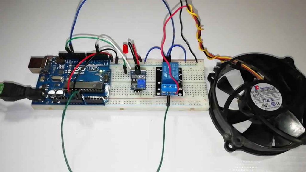 Fire Security System using Arduino and flame sensor with 12v DC Fan