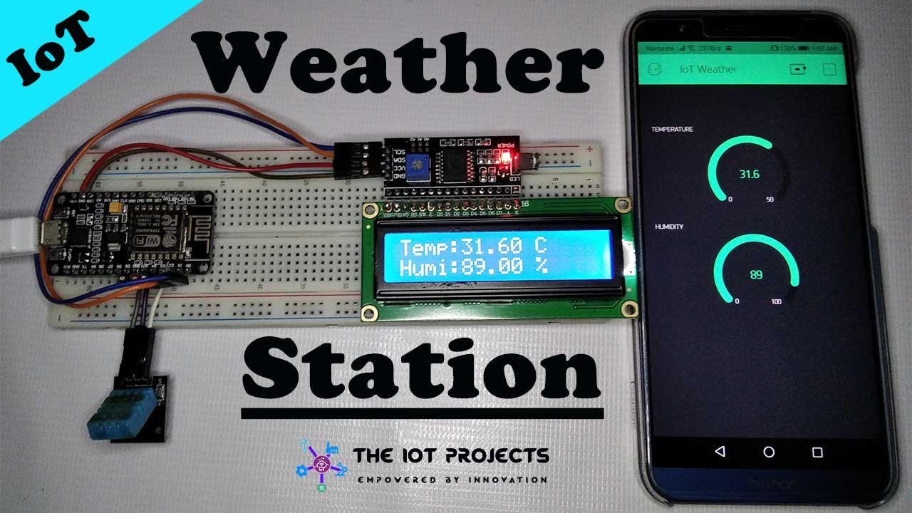 IoT Weather Station using DHT11 Sensor NodeMCU ESP8266 and LCD