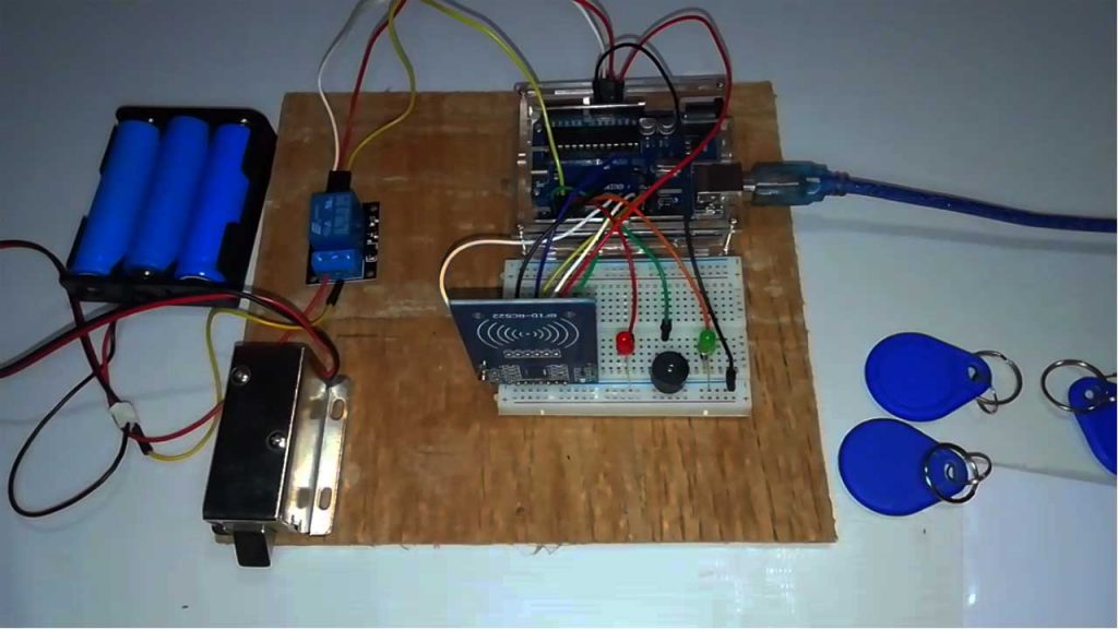 Wiring of RFID Based Solenoid Door Lock Using Arduino