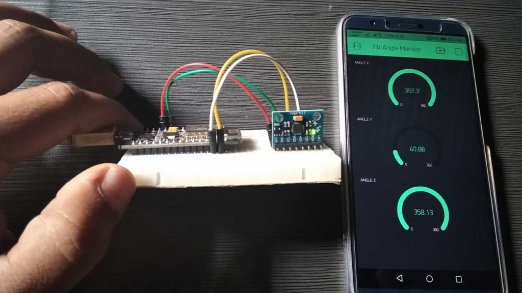 Monitoring MPU6050 Sensor Over WiFi on Blynk using NodeMCU