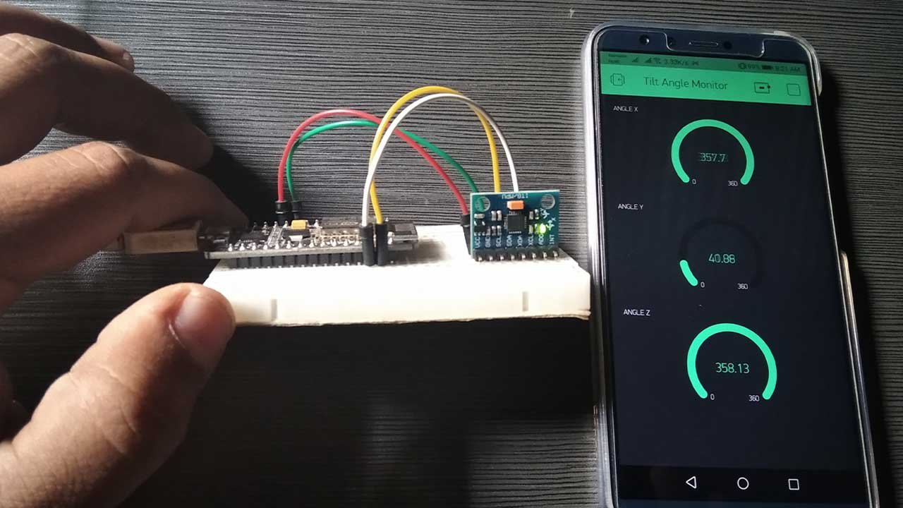 Monitor MPU6050 Tilt Angle on Blynk using NodeMCU - IoT Projects Ideas