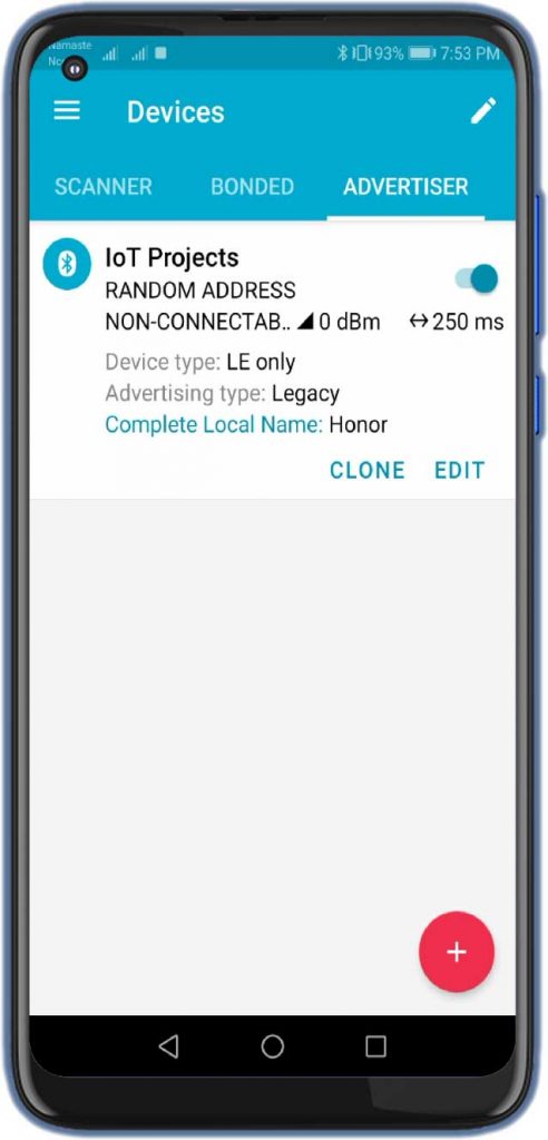 Advertise Device Data over BLE