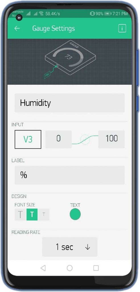 Humidity Gauge Settings for IoT Weather Station