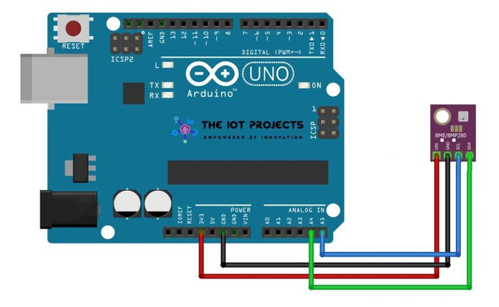 Wiring of BME280 Sensor With Arduino UNO