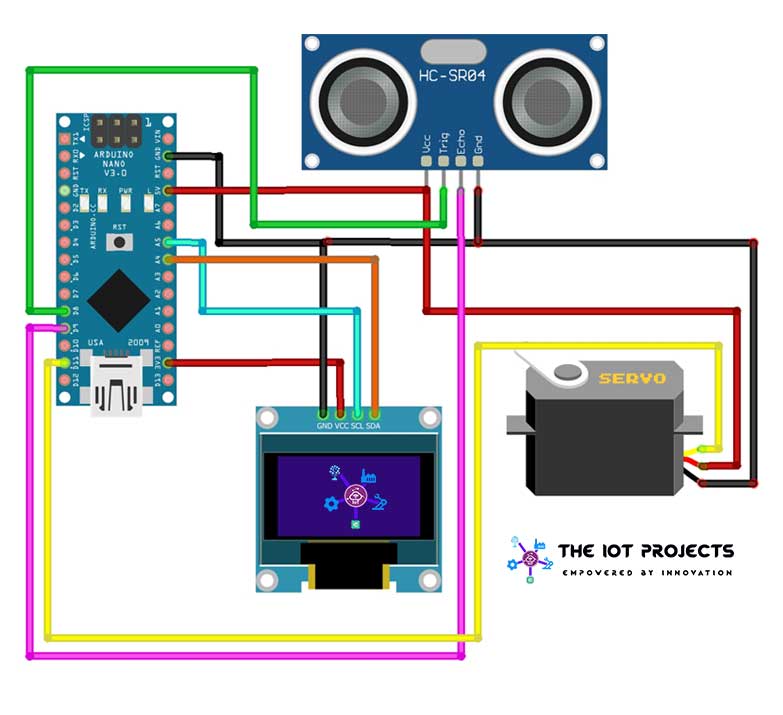 Circuit Diagram of Portable Radar Using Arduino