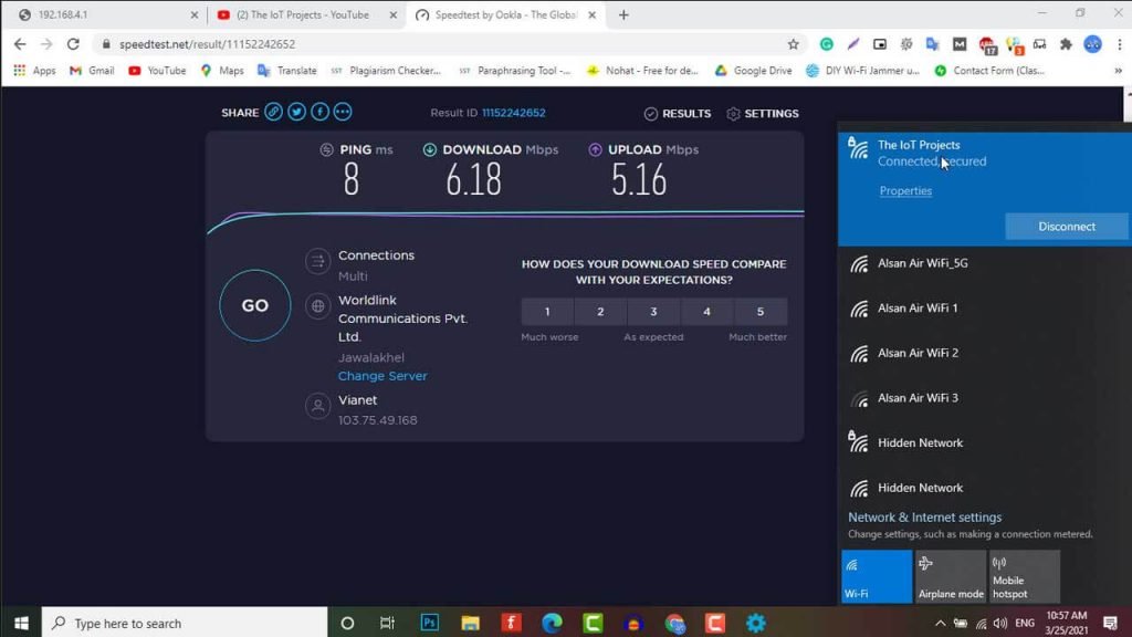 ESP8266 NodeMCU WiFi Repeater Speed Test