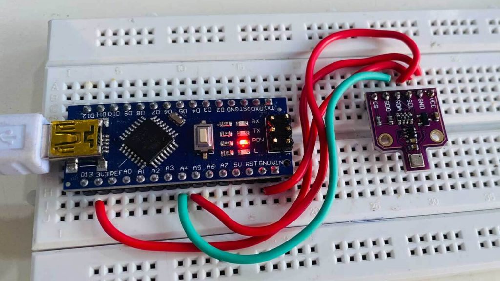 Circuit Diagram to Interface BME680 Environmental Sensor with Arduino