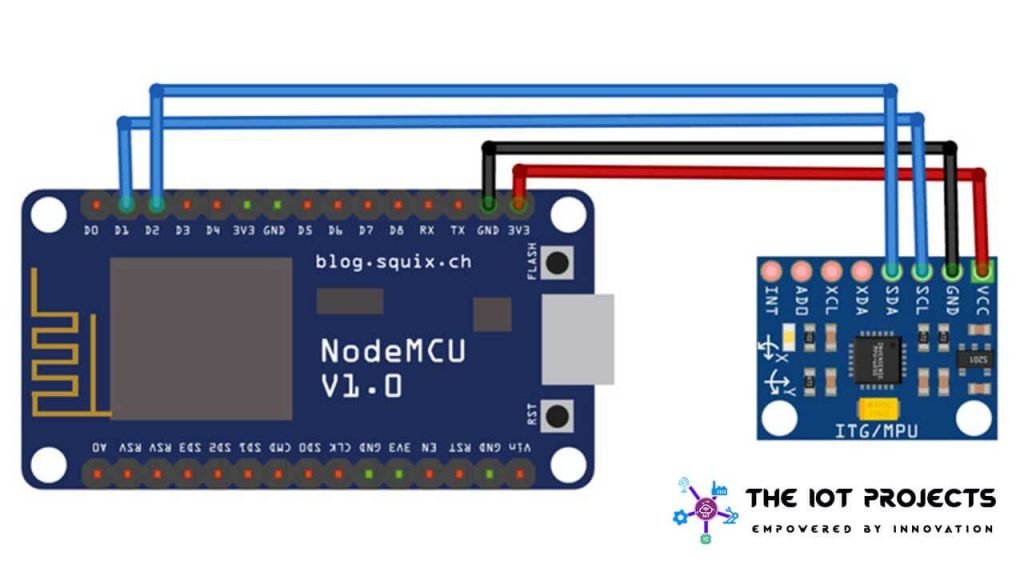 Circuit Diagram of IoT Fall Detector Using MPU6050 & ESP8266