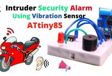 Intruder Security Alarm using Vibration Sensor and Attiny85