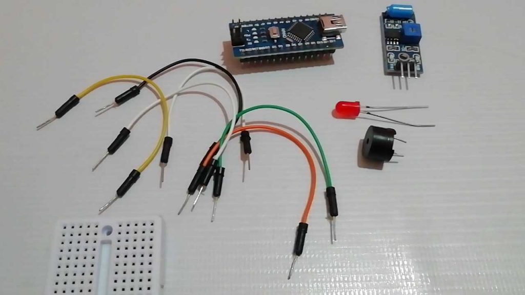 Components Required for Arduino Intruder Security Alert System using Vibration Sensor
