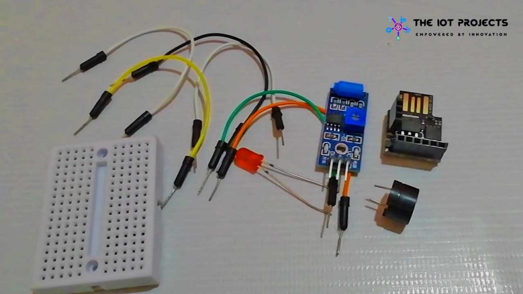Required components for Intruder Security Alarm using Vibration Sensor.jpg