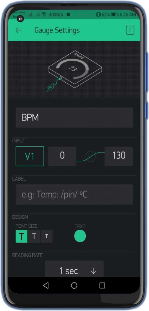 BPM Gauge Setup on Pulse Oximeter