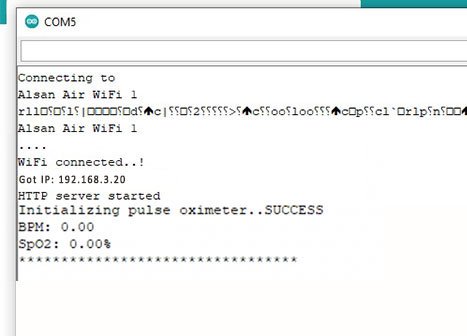 BPM and SP02 values on serial monitor