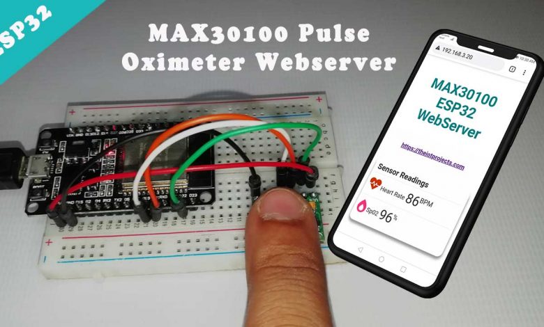 ESP32 based MAX30100 Pulse Oximeter Async Webserver