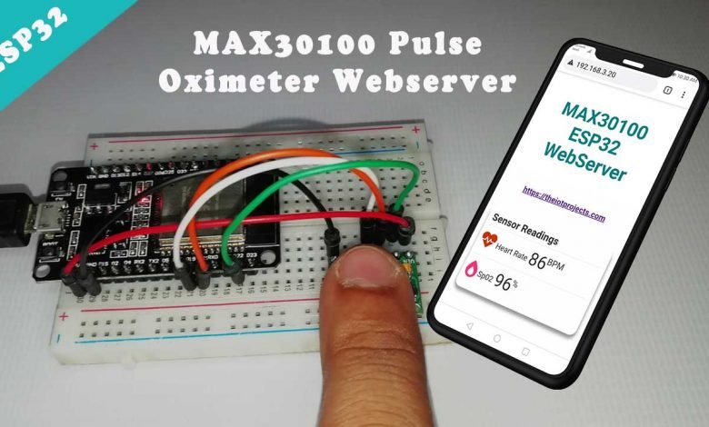 ESP32 based MAX30100 Pulse Oximeter Async Webserver