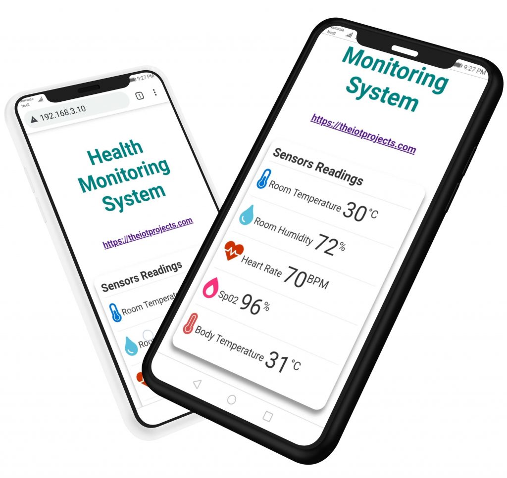 ESP32 based Patient Health Monitoring webserver on smartphone