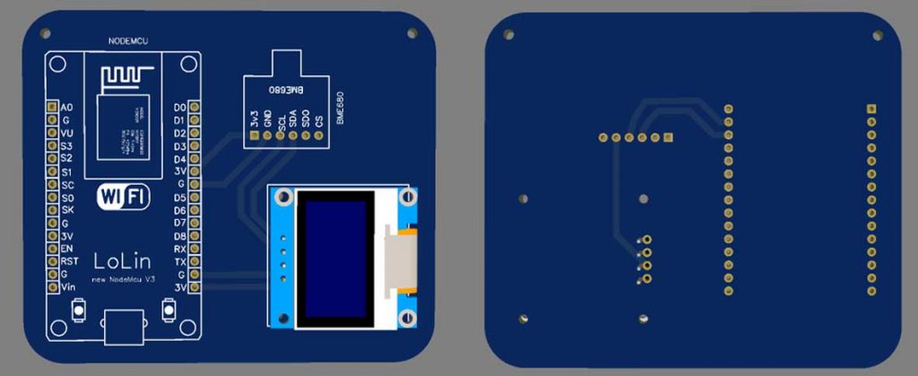 BME680, OLED and ESP8266 Custom PCB
