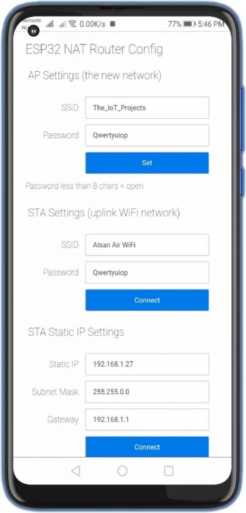 ESP32 NAT Router Config