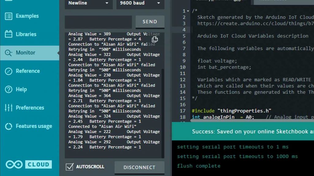 Arduino IoT Cloud Serial Monitor