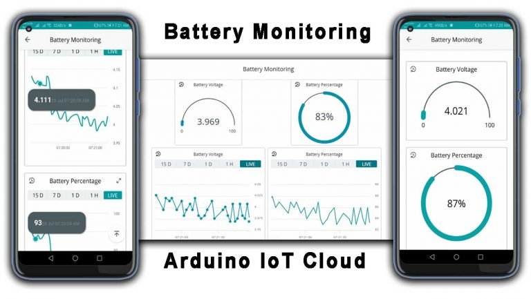 Battery Status Monitoring System using ESP8266 & Arduino IoT Cloud