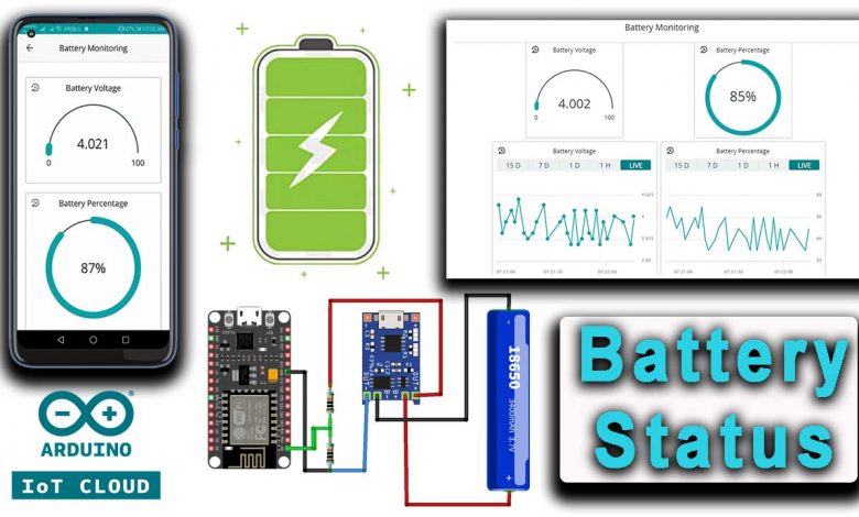 IoT Based Battery Status Monitoring System using ESP8266 & Arduino IoT Cloud