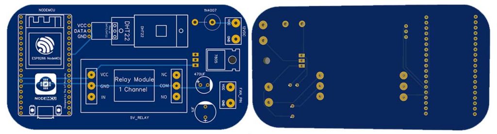 PCB for IoT based Temperature Control Fan using ESP8266 & Blynk project