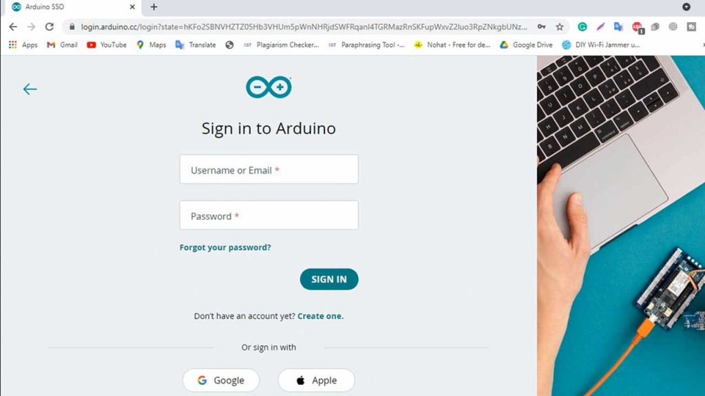 Signup or Login to Arduino Cloud for IoT