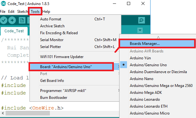 ESP32 CAM board manager