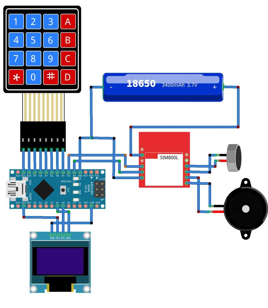 Circuit Diagram of Simple Arduino Phone