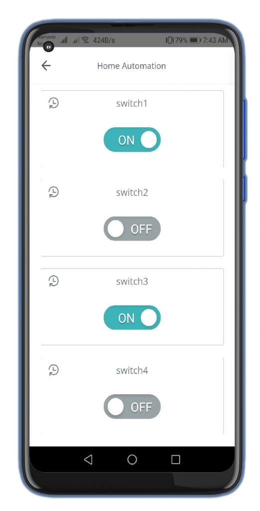 Home Automation Dashboard on smartphone
