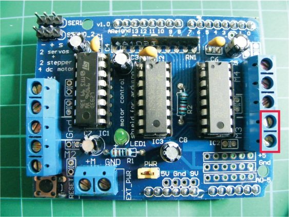 Connect the power wires of the DC motors