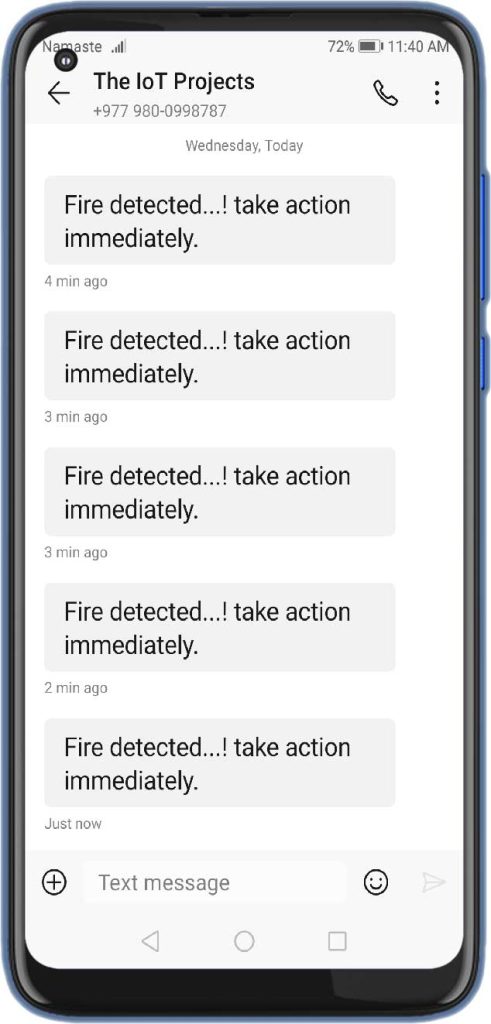 SIM800L Fire Alert SMS using Arduino