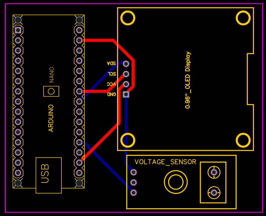 Voltage sensor Arduino and OLED PCB