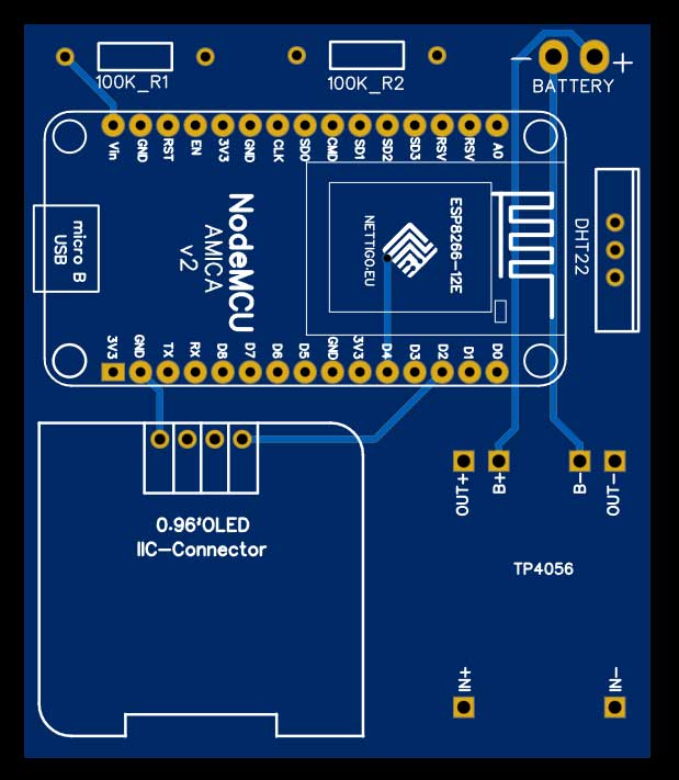 PCB for weather monitoring using ESP8266