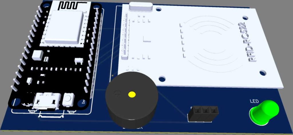 3D PCB of IoT Smart RFID Door Lock System Using NodeMCU ESP8266